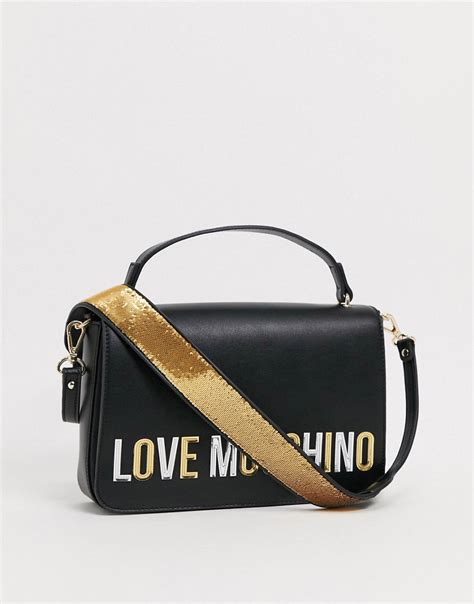 borsa moschino nera con cuore oro